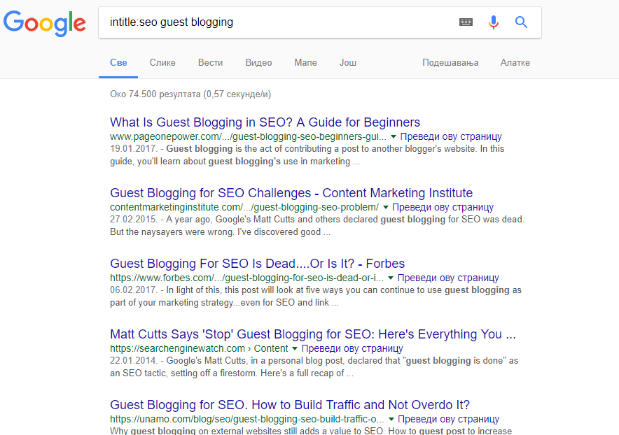 search on google for guest blogging websites